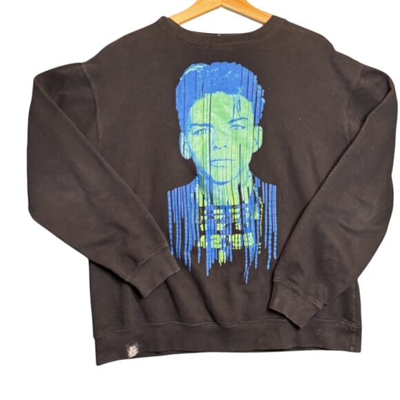 Frank Sinatra Mugshot Mens Large Black Sweatshirt Green Blue Vegas - Picture 1 of 9